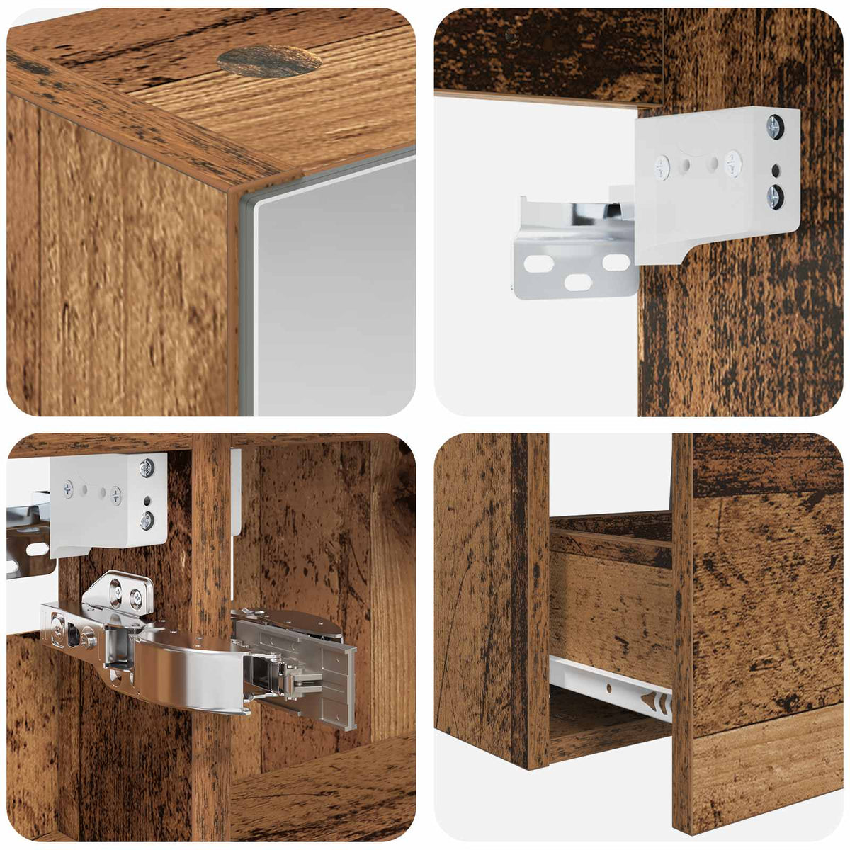 Set di mobili per il bagno 5 pz Legno antico | homemem39