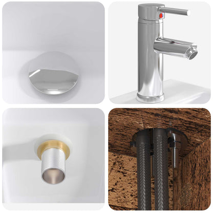 Set di mobili per il bagno 5 pz Legno antico | homemem39