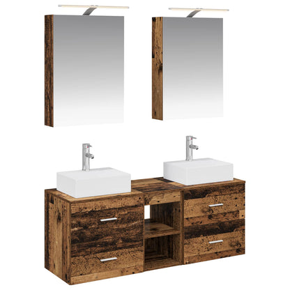 Set di mobili per il bagno 5 pz Legno antico | homemem39