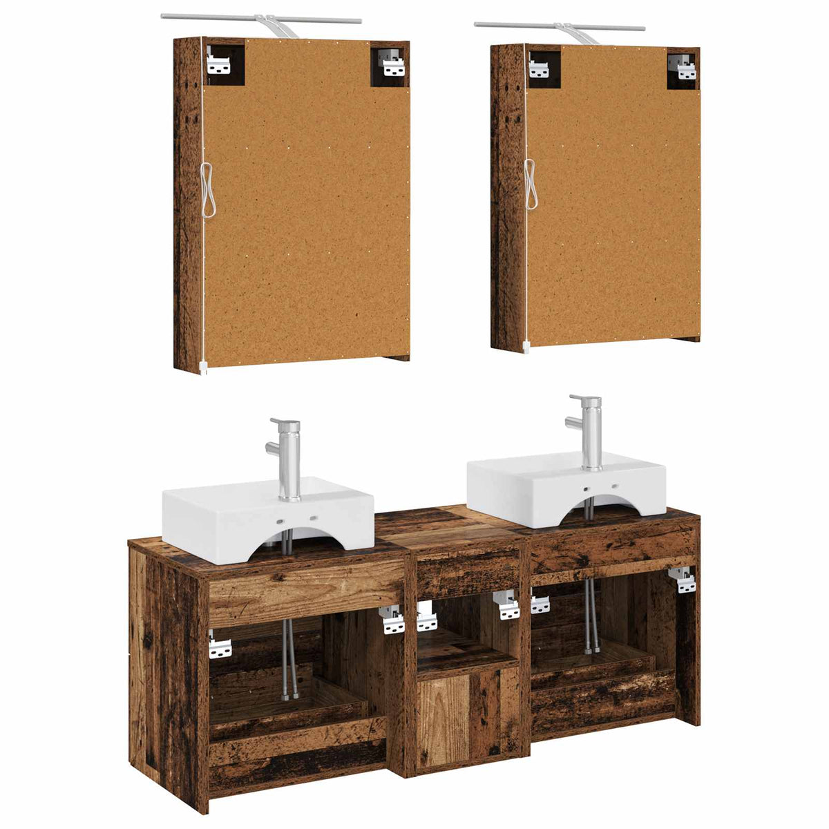Set di mobili per il bagno 5 pz Legno antico | homemem39