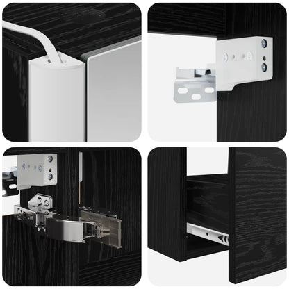 Set di mobili per il bagno 5 pz Rovere Nero | homemem39