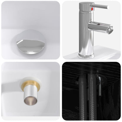 Set di mobili per il bagno 5 pz Rovere Nero | homemem39