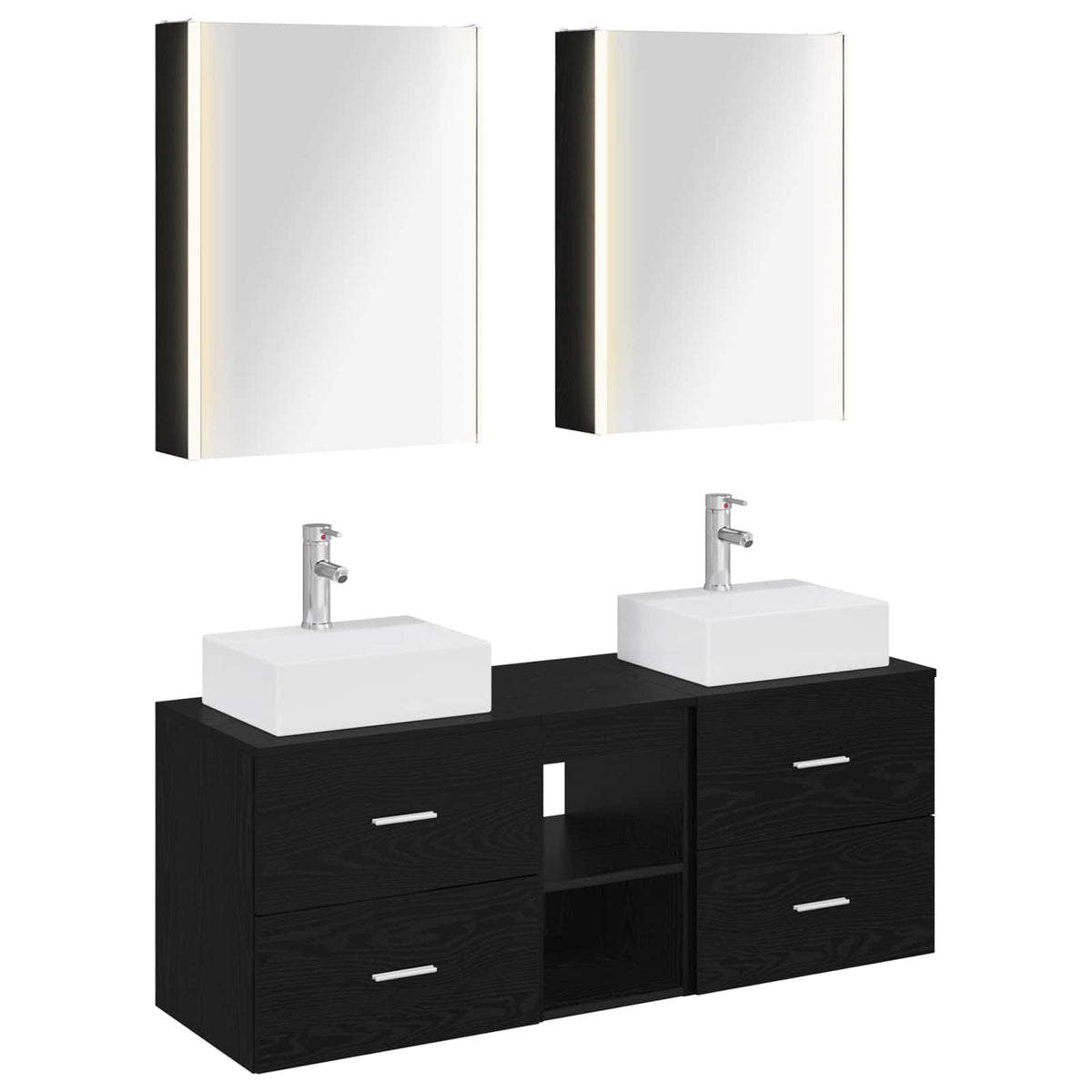 Set di mobili per il bagno 5 pz Rovere Nero | homemem39