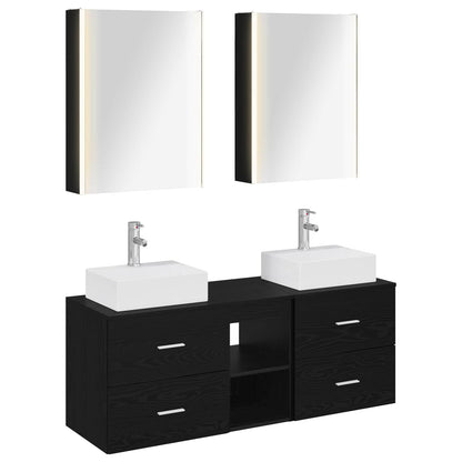 Set di mobili per il bagno 5 pz Rovere Nero | homemem39