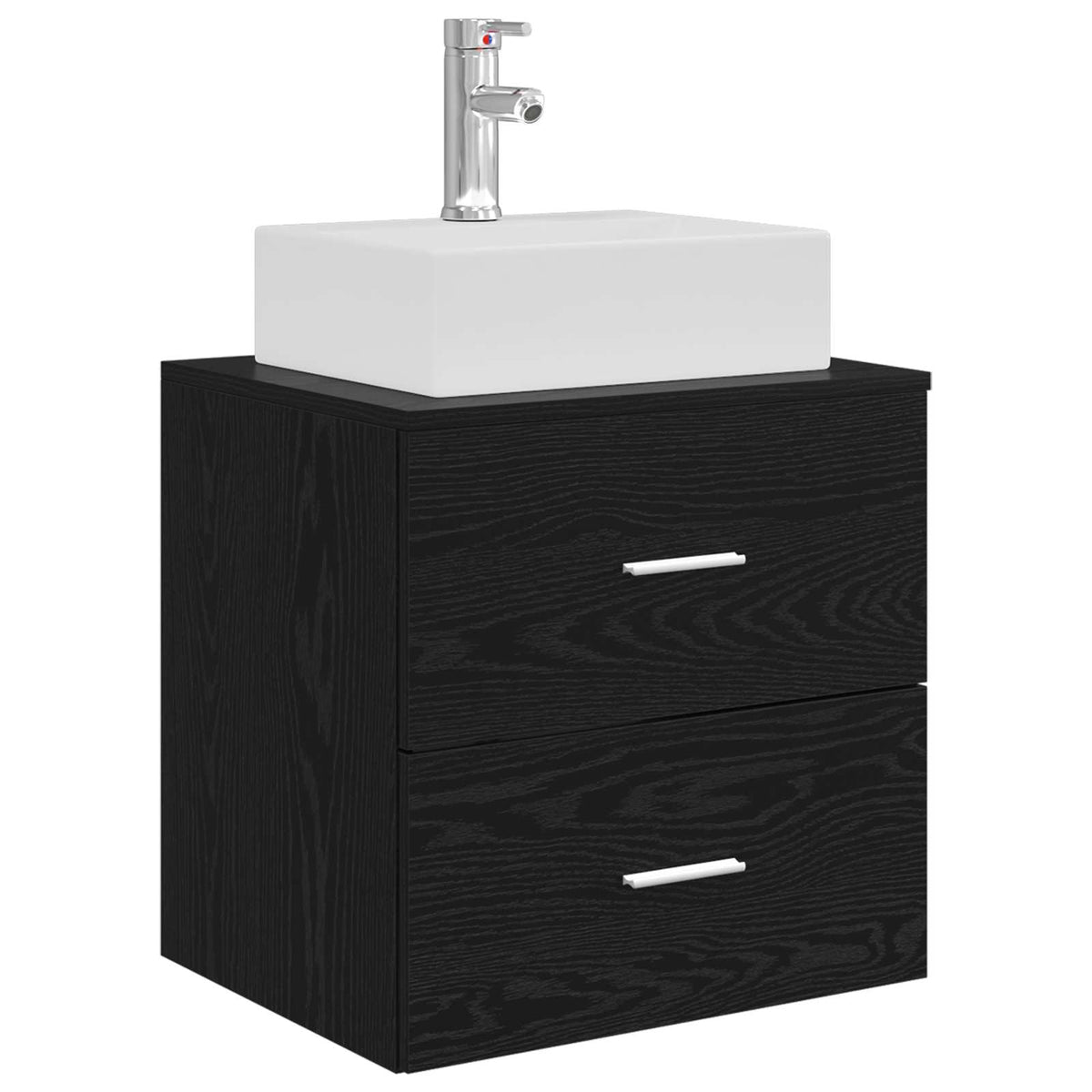 Set di mobili per il bagno 5 pz Rovere Nero | homemem39