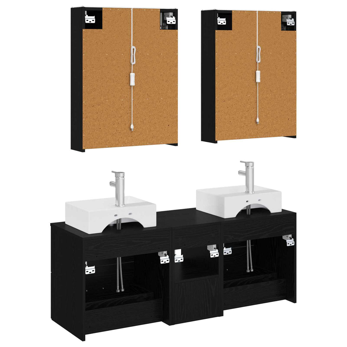 Set di mobili per il bagno 5 pz Rovere Nero | homemem39