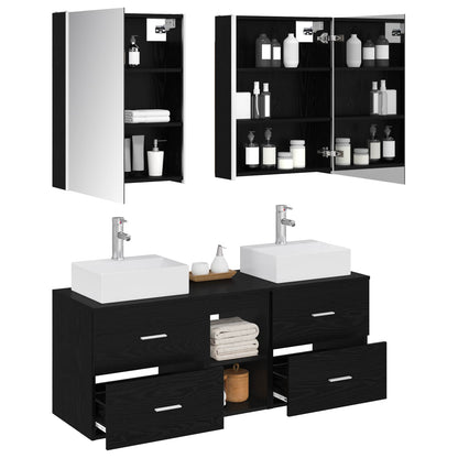 Set di mobili per il bagno 5 pz Rovere Nero | homemem39