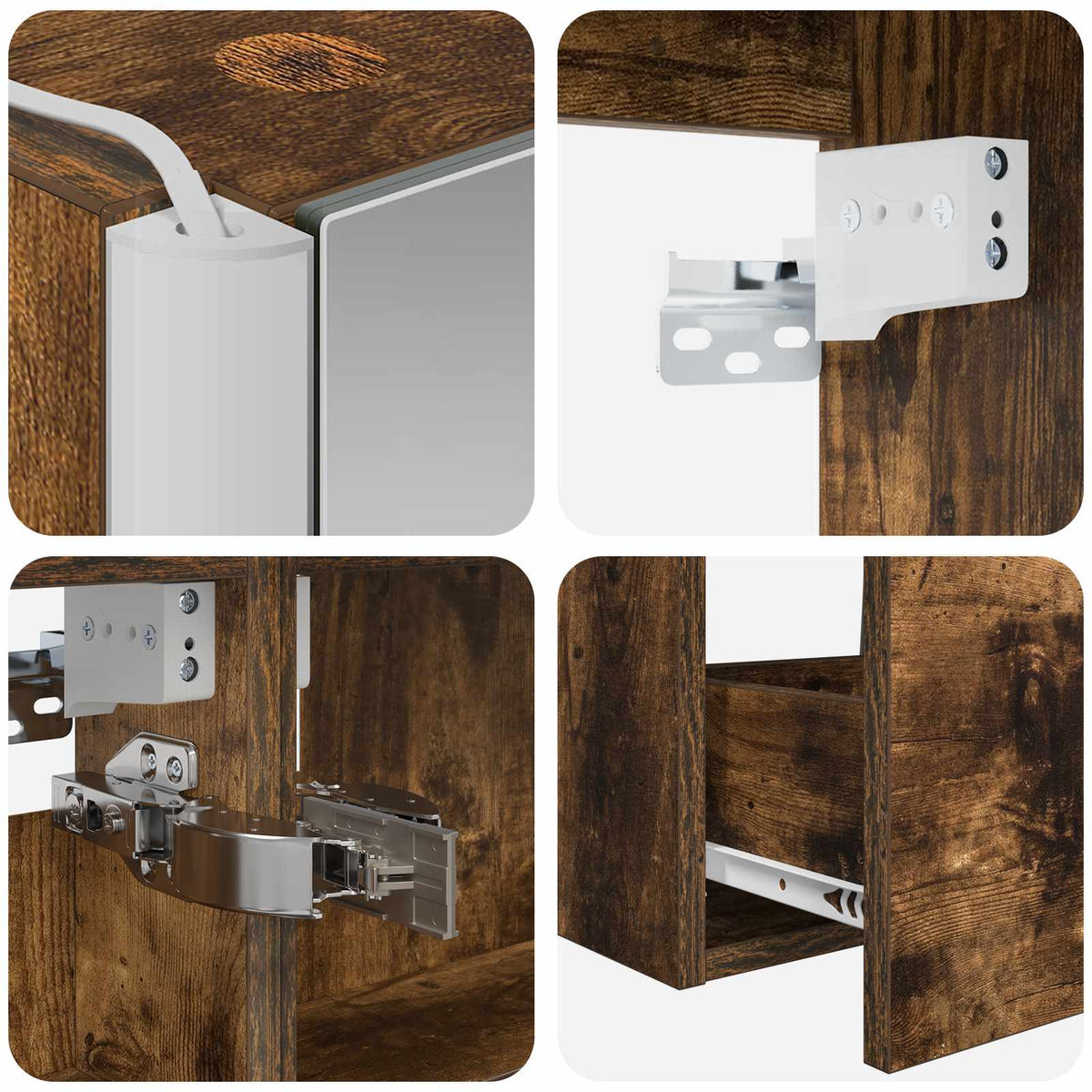 Set di mobili per il bagno 5 pz Rovere Fumo | homemem39
