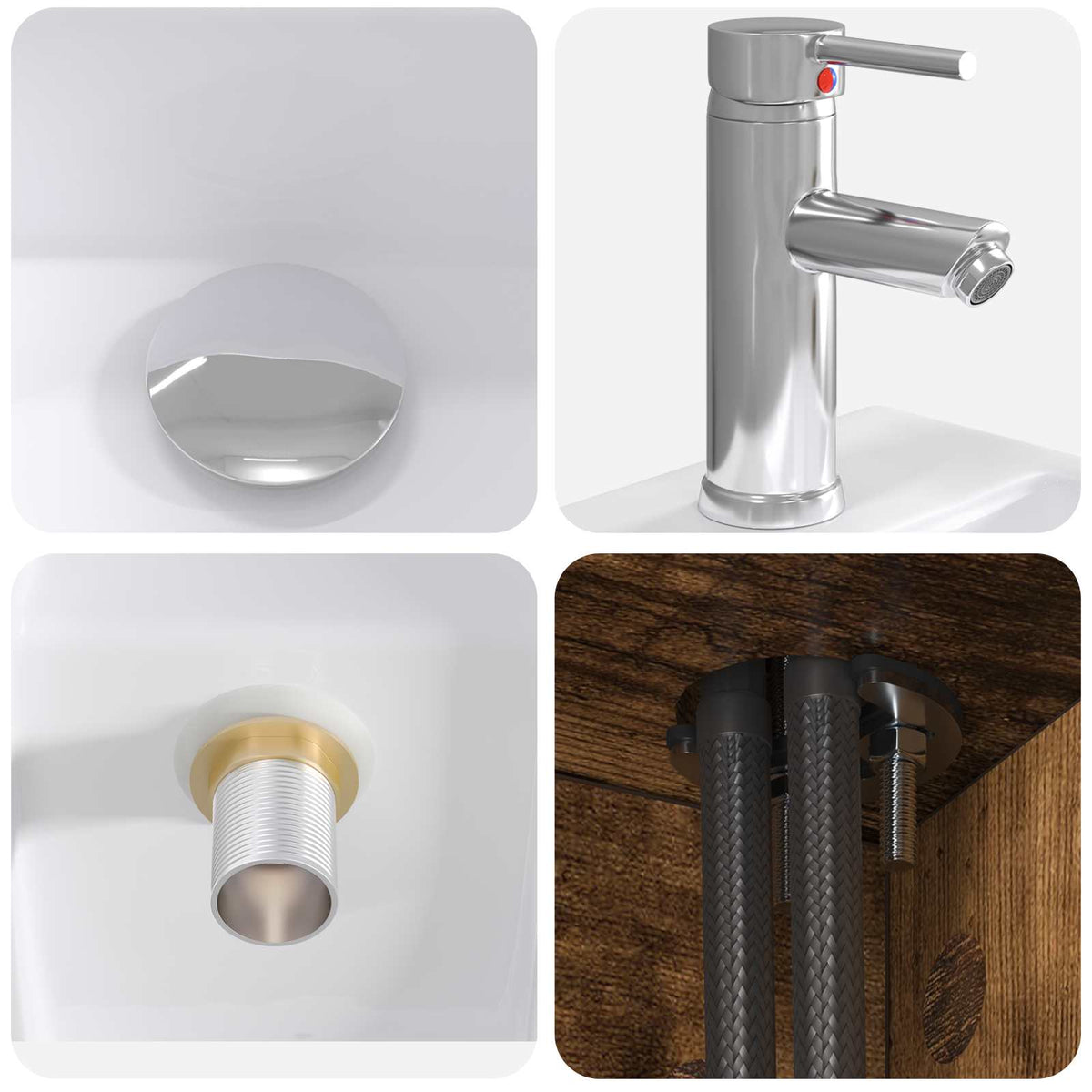 Set di mobili per il bagno 5 pz Rovere Fumo | homemem39
