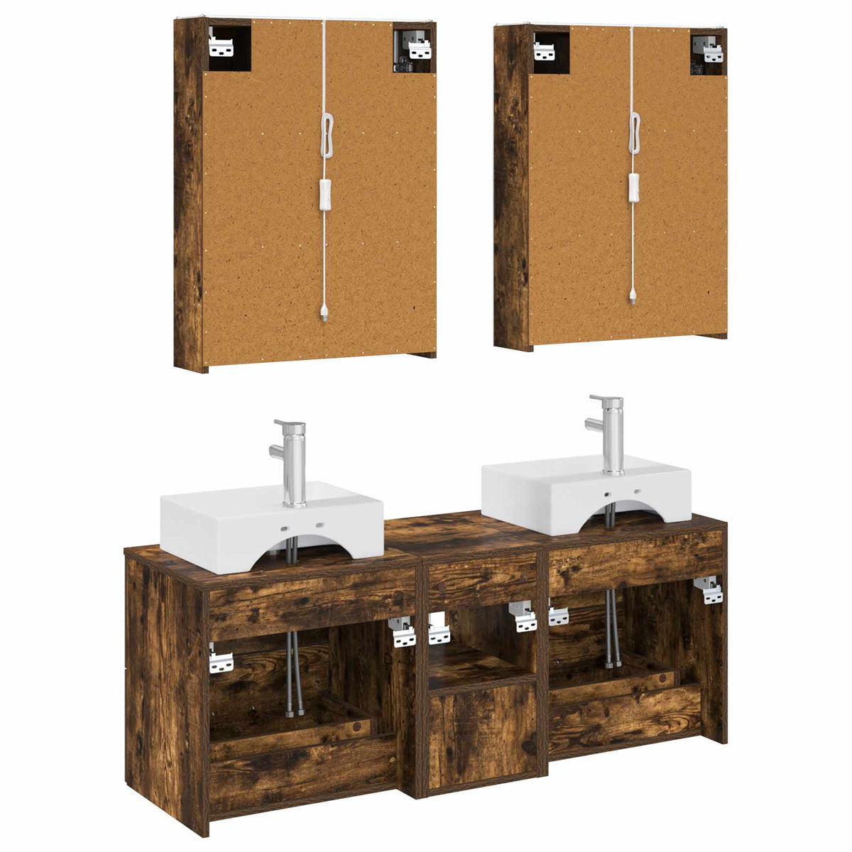 Set di mobili per il bagno 5 pz Rovere Fumo | homemem39