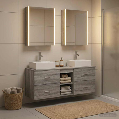 Set di mobili per il bagno 5 pz Sonoma grigio | homemem39