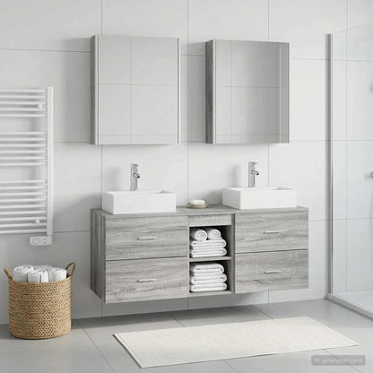 Set di mobili per il bagno 5 pz Sonoma grigio | homemem39
