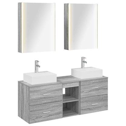 Set di mobili per il bagno 5 pz Sonoma grigio | homemem39