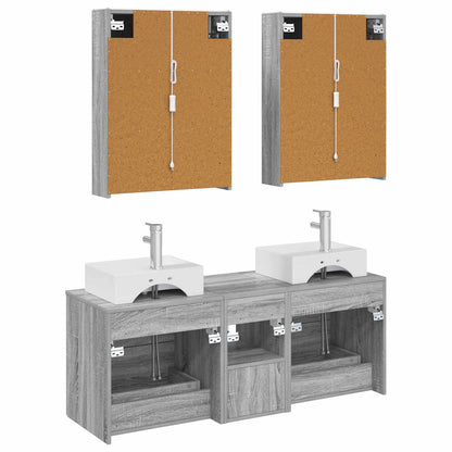 Set di mobili per il bagno 5 pz Sonoma grigio | homemem39