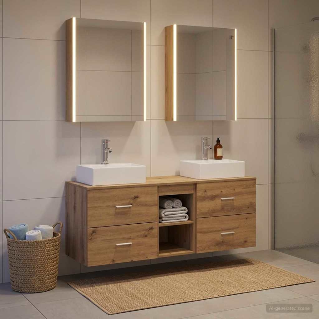 Set di mobili per il bagno 5 pz Rovere Artigianale | homemem39