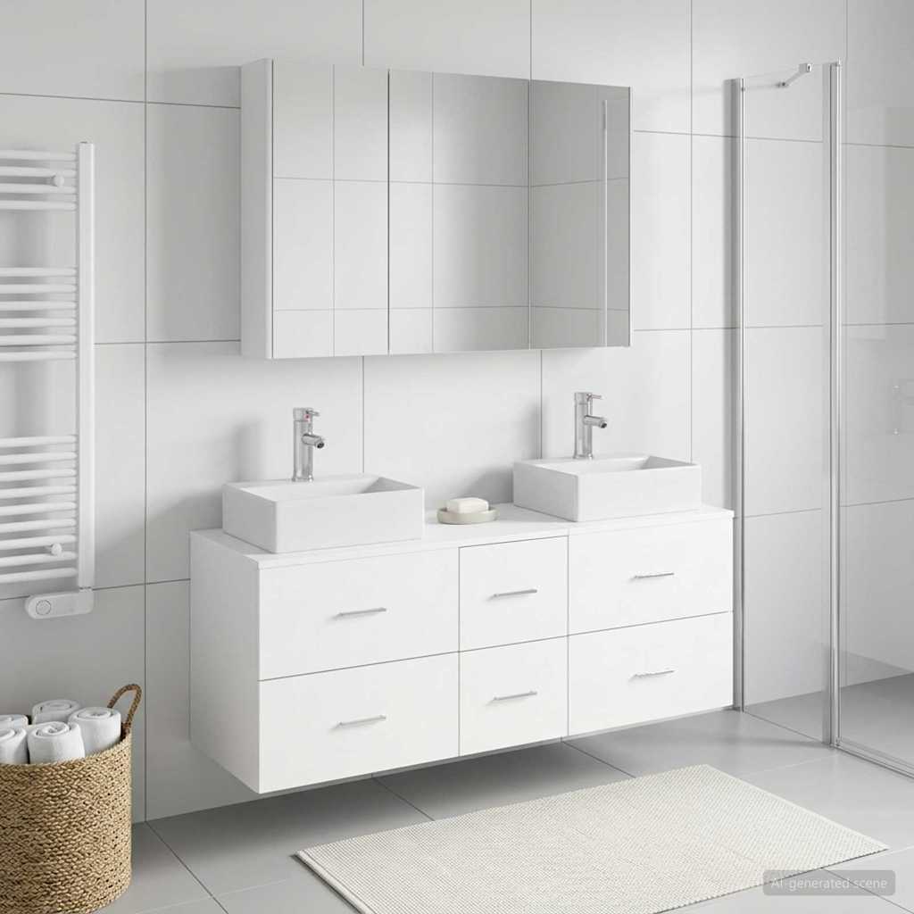 Set di mobili per il bagno 4 pz Bianco | homemem39