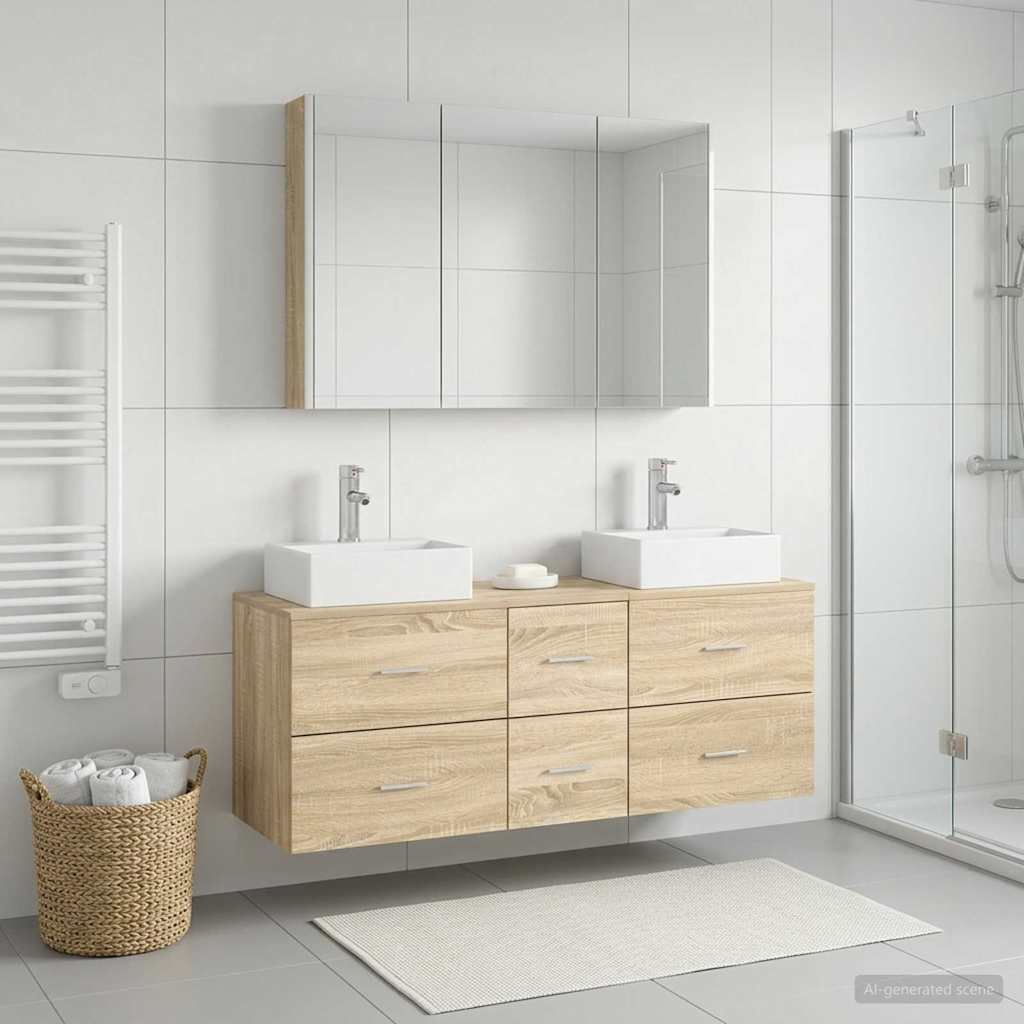 Set di mobili per il bagno 4 pz Rovere Sonoma | homemem39