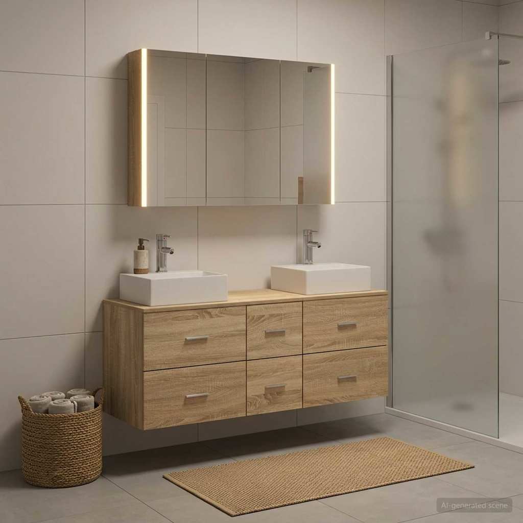 Set di mobili per il bagno 4 pz Rovere Sonoma | homemem39