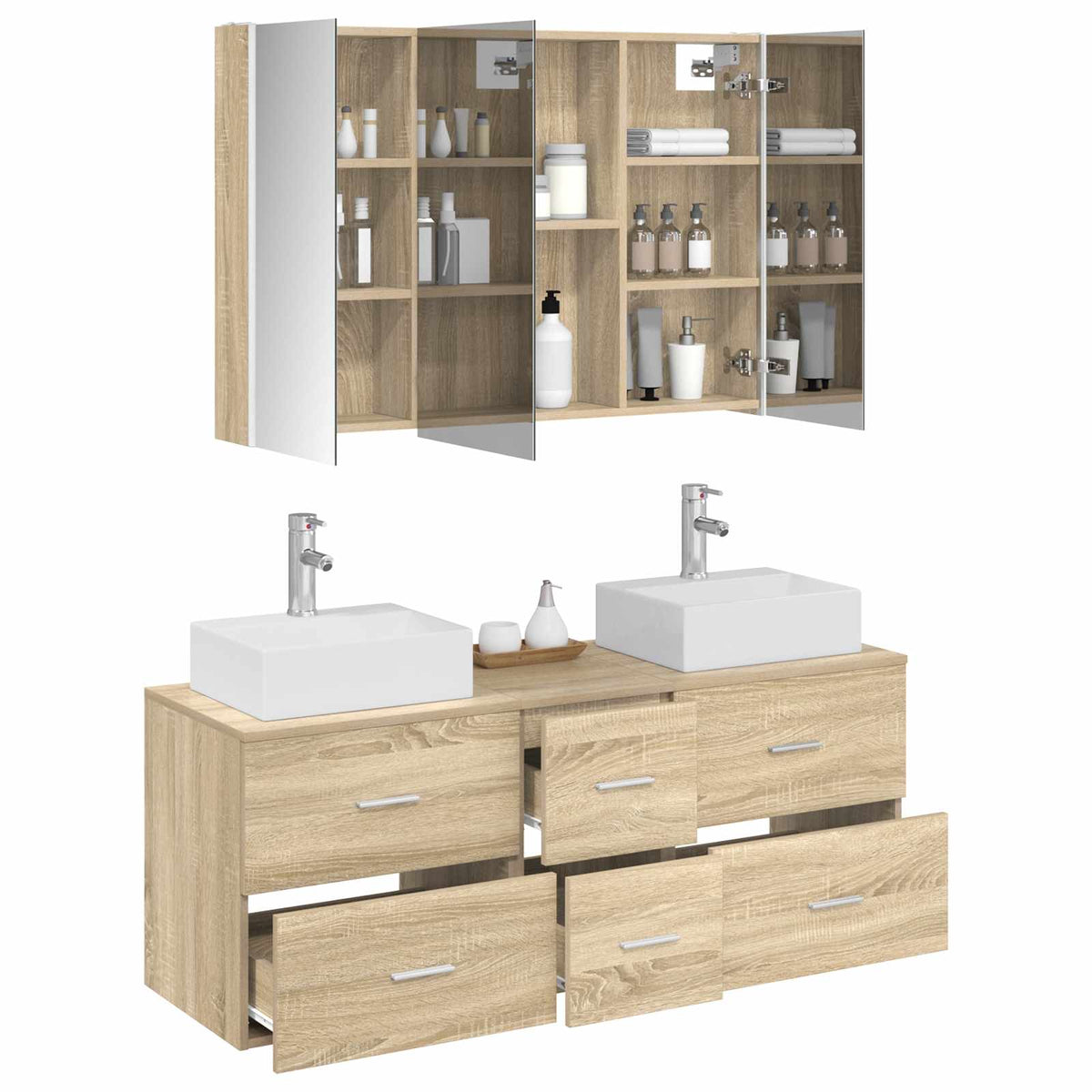 Set di mobili per il bagno 4 pz Rovere Sonoma | homemem39
