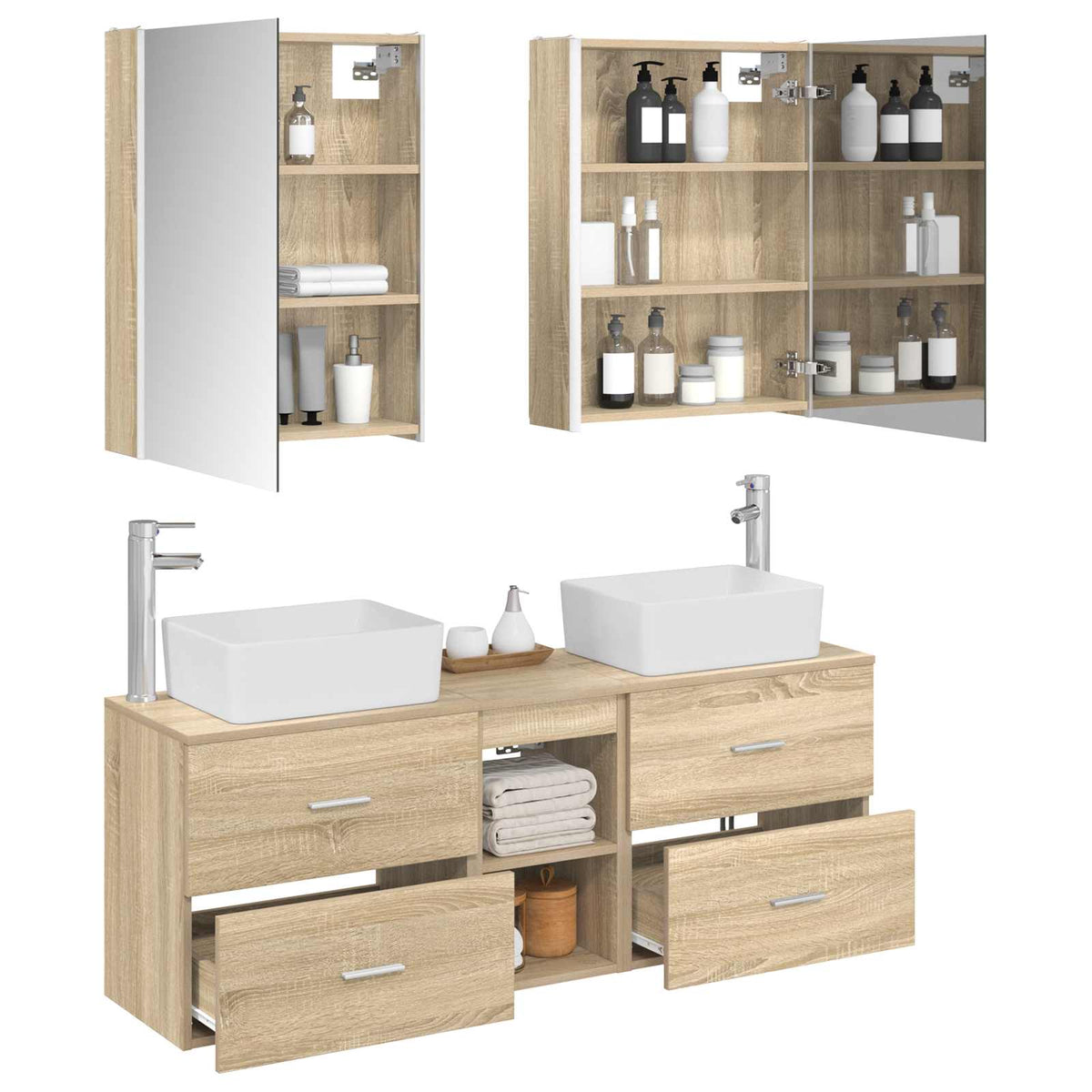 Set di mobili per il bagno 5 pz Rovere Sonoma | homemem39