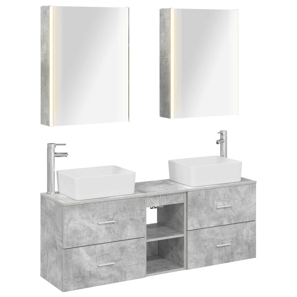 Set di mobili per il bagno 5 pz Grigio Cemento | homemem39