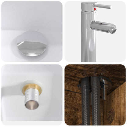 Set di mobili per il bagno 5 pz Rovere Fumo | homemem39