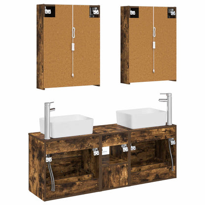 Set di mobili per il bagno 5 pz Rovere Fumo | homemem39