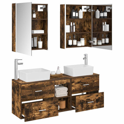 Set di mobili per il bagno 5 pz Rovere Fumo | homemem39