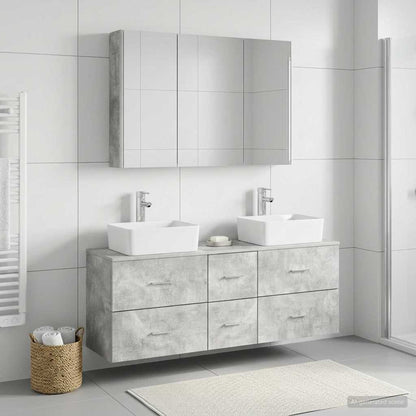 Set di mobili per il bagno 4 pz Grigio Cemento | homemem39