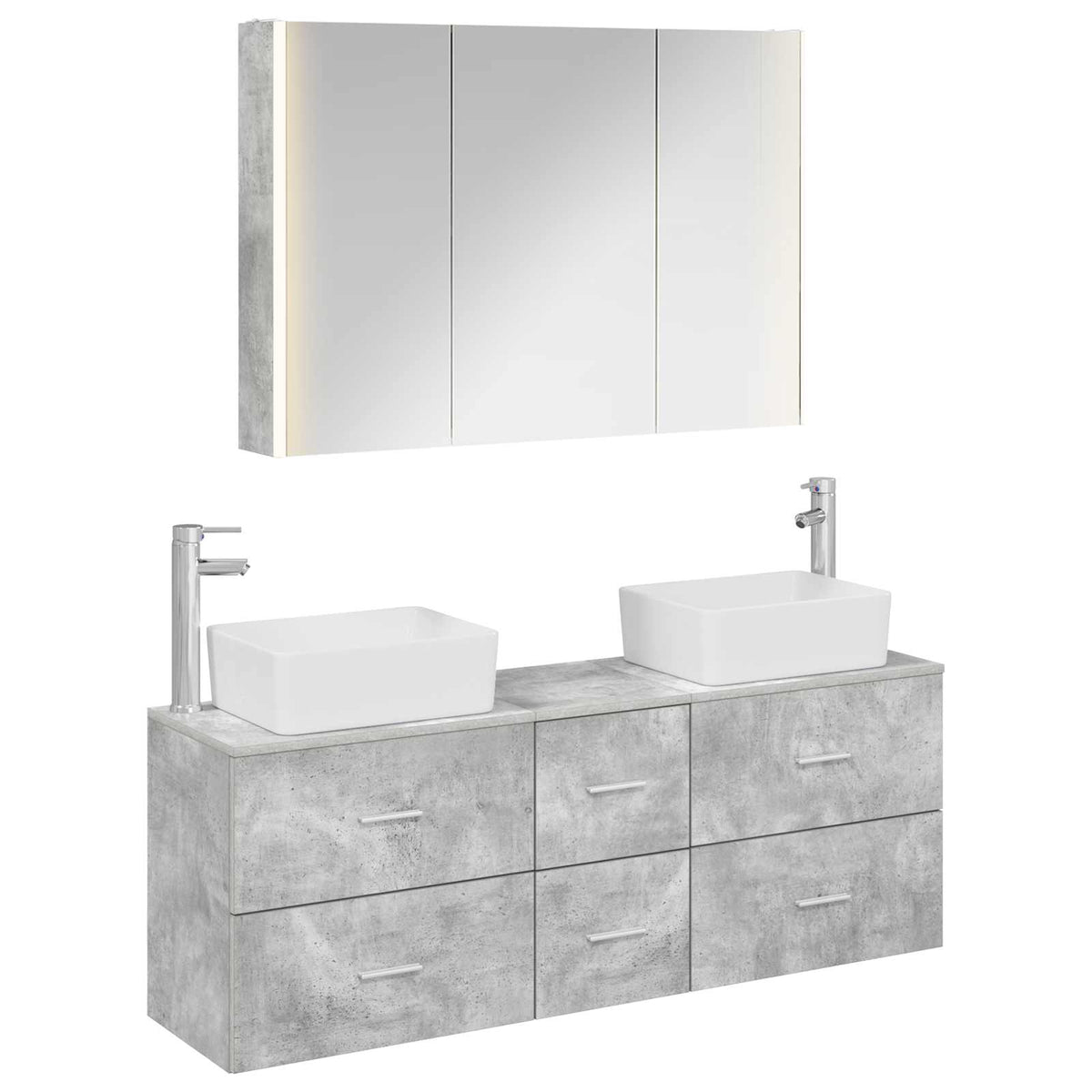 Set di mobili per il bagno 4 pz Grigio Cemento | homemem39