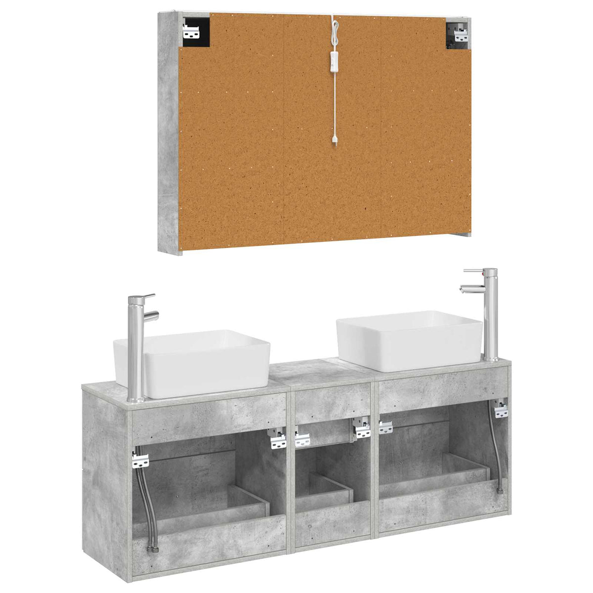 Set di mobili per il bagno 4 pz Grigio Cemento | homemem39
