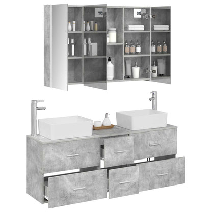 Set di mobili per il bagno 4 pz Grigio Cemento | homemem39
