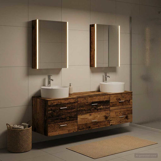 Set di mobili per il bagno 5 pz Legno antico