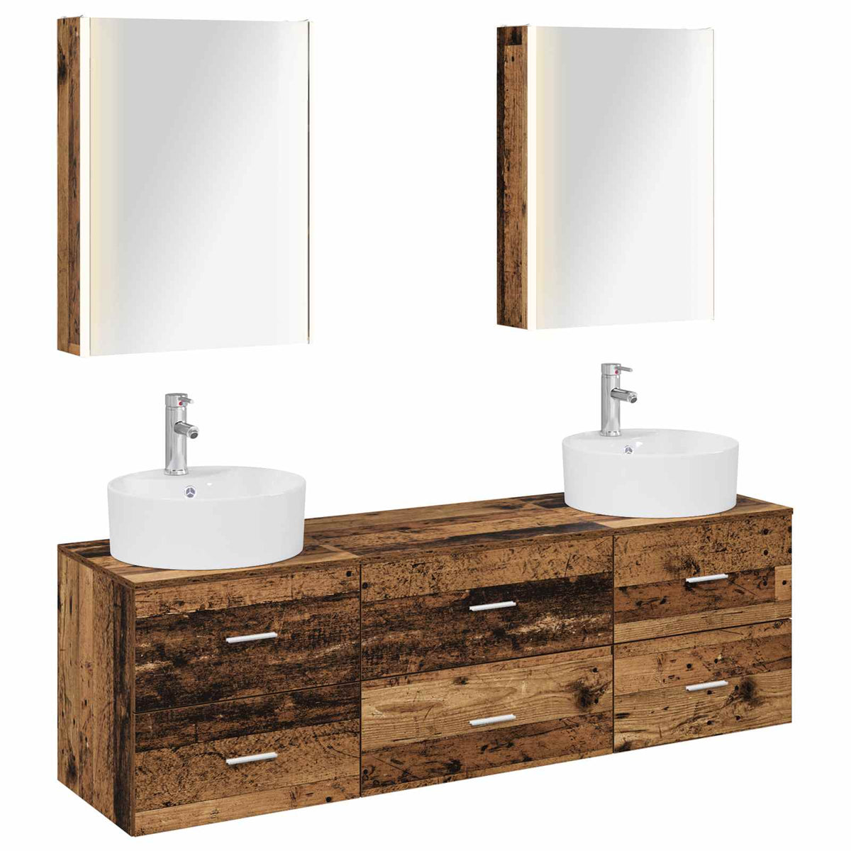 Set di mobili per il bagno 5 pz Legno antico