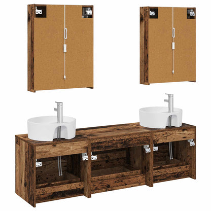 Set di mobili per il bagno 5 pz Legno antico | homemem39