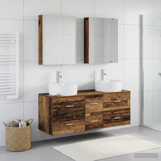 Set di mobili per il bagno 5 pz Legno antico | homemem39