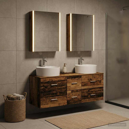 Set di mobili per il bagno 5 pz Legno antico | homemem39