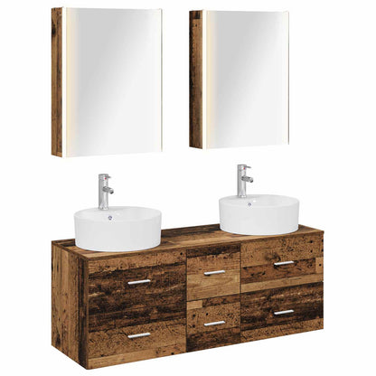 Set di mobili per il bagno 5 pz Legno antico | homemem39