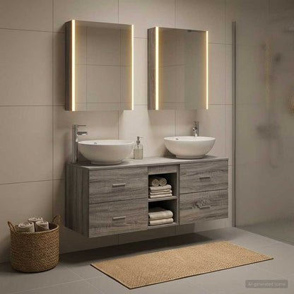 Set di mobili per il bagno 5 pz Sonoma grigio