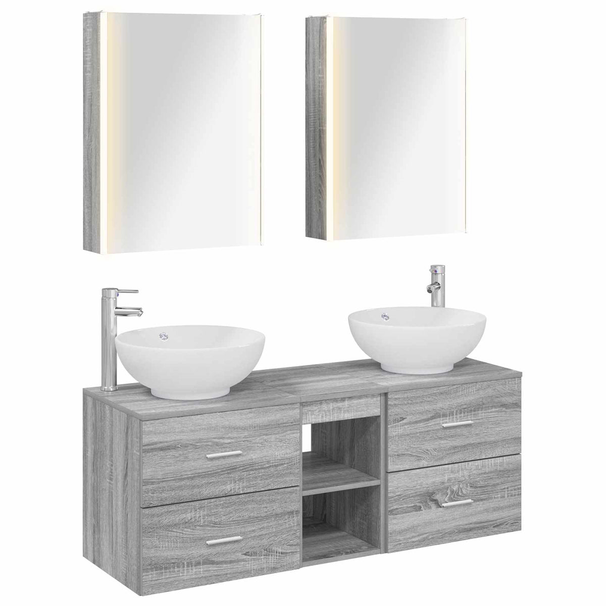 Set di mobili per il bagno 5 pz Sonoma grigio