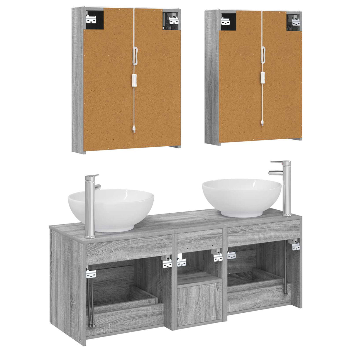 Set di mobili per il bagno 5 pz Sonoma grigio | homemem39