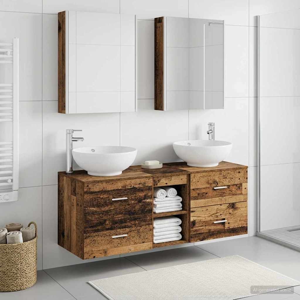 Set di mobili per il bagno 5 pz Legno antico