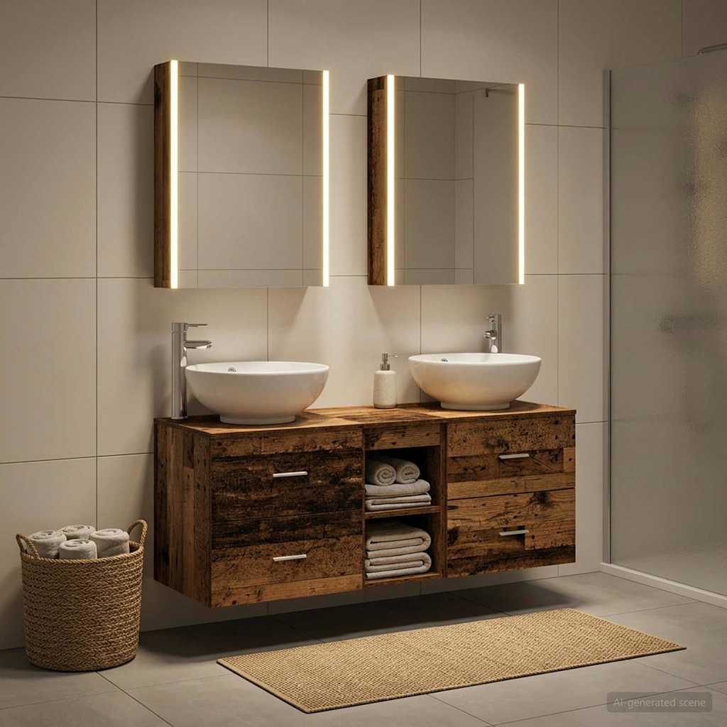 Set di mobili per il bagno 5 pz Legno antico