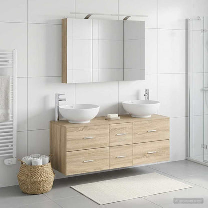 Set di mobili per il bagno 4 pz Rovere Sonoma | homemem39