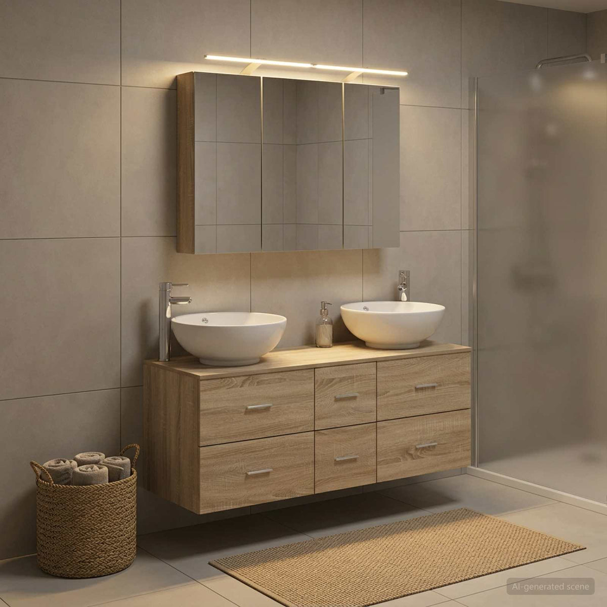 Set di mobili per il bagno 4 pz Rovere Sonoma | homemem39