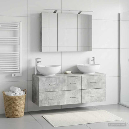Set di mobili per il bagno 4 pz Grigio Cemento | homemem39