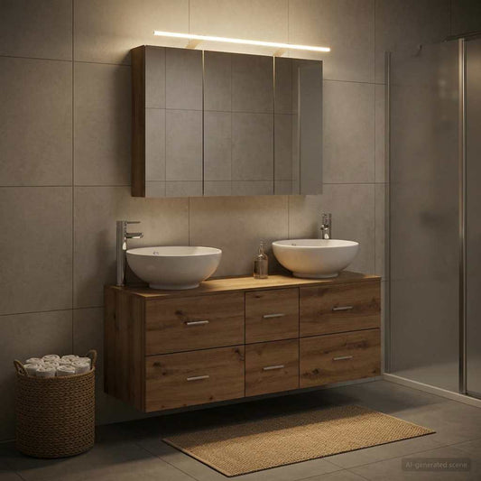 Set di mobili per il bagno 4 pz Rovere Artigianale | homemem39