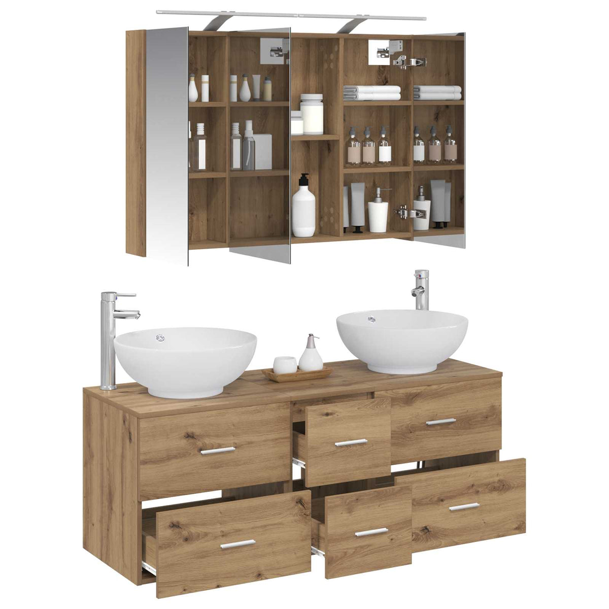 Set di mobili per il bagno 4 pz Rovere Artigianale | homemem39