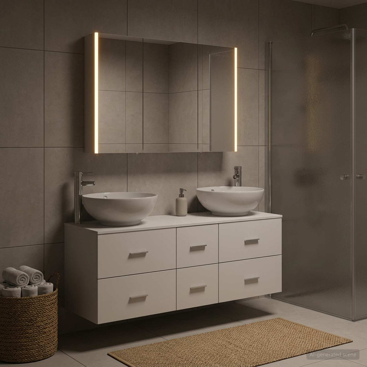 Set di mobili per il bagno 4 pz Bianco | homemem39