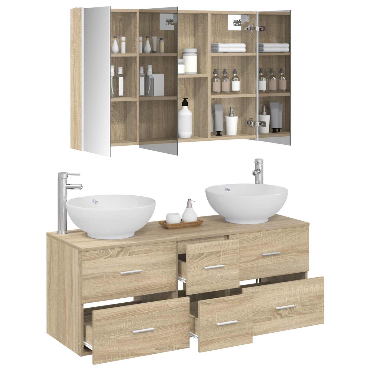 Set di mobili per il bagno 4 pz Rovere Sonoma | homemem39